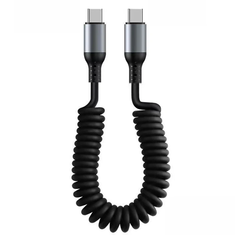 USB C кабель 6A быстрая зарядка пружинный вытяжной Телескопический зарядный шнур A в