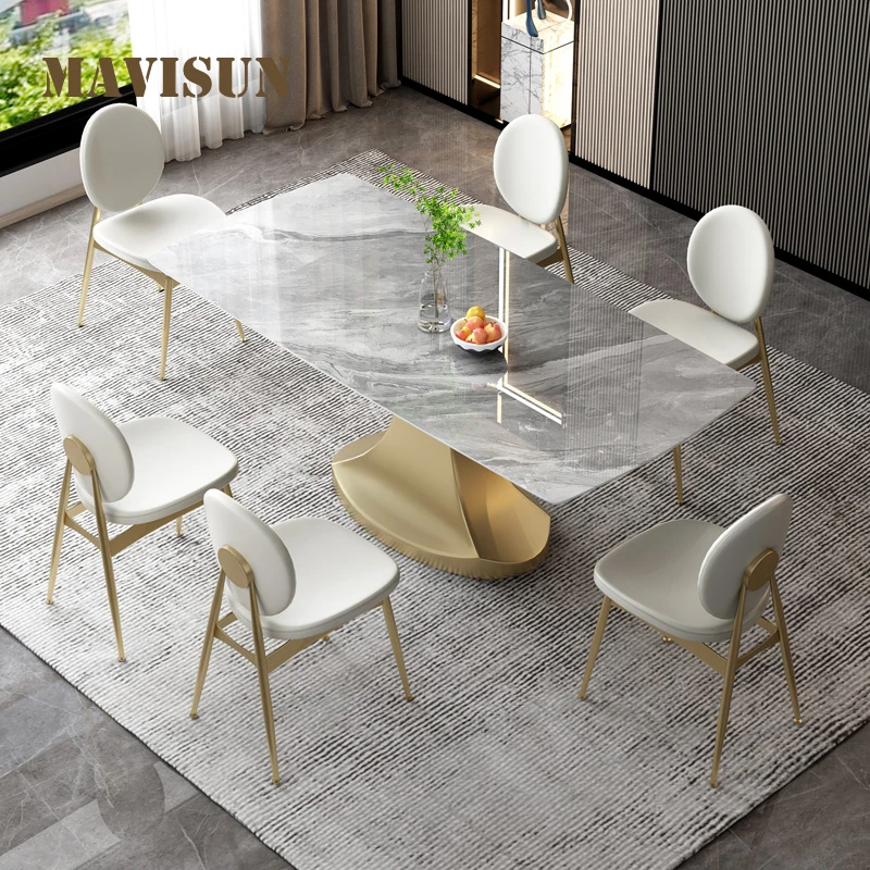 

Luxury Slate Dining Table And Chair Combination Italian Style Household Small Apartment Table A Manger Kitchen Furniture FGM