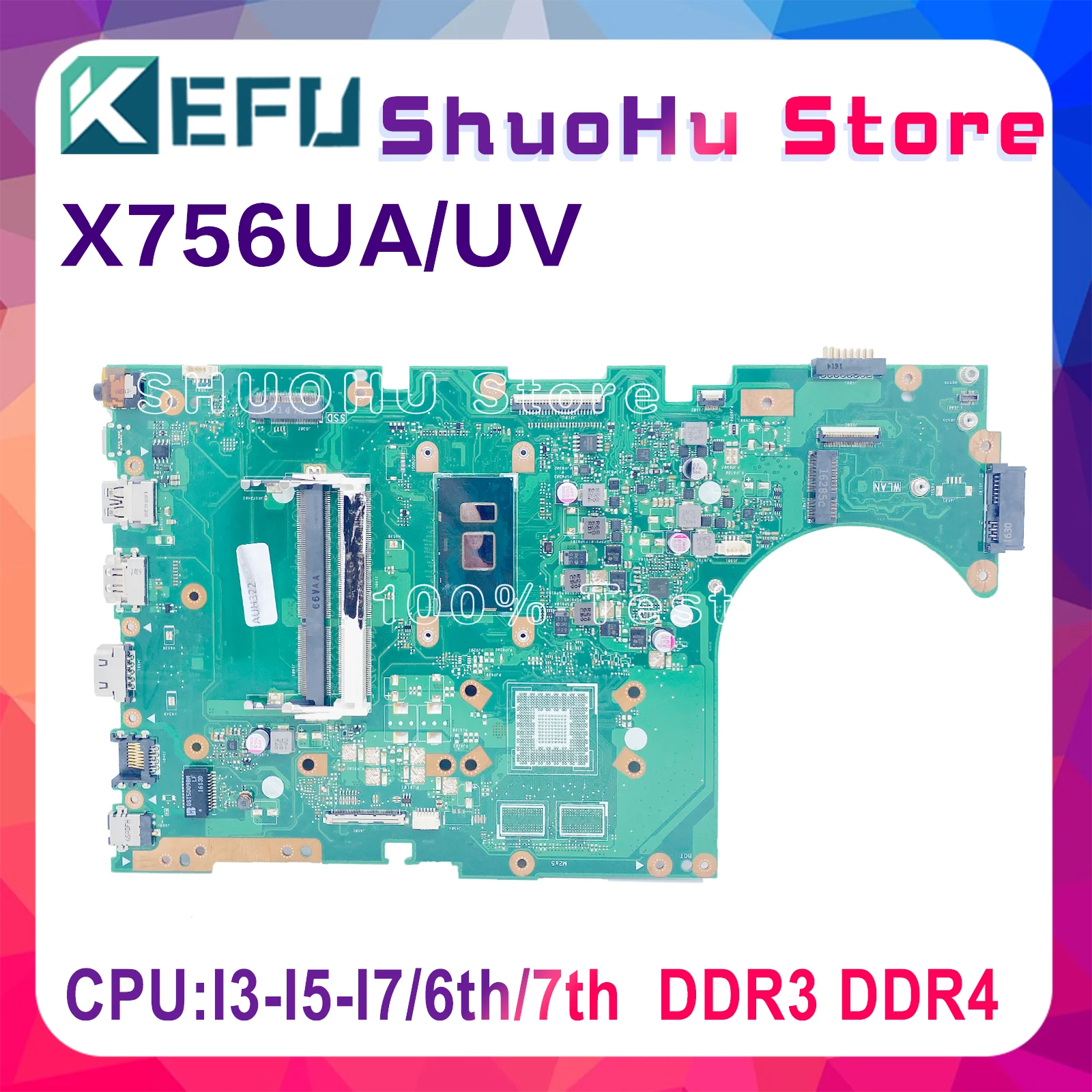 

X756UVK Mainboard For ASUS X756UX X756U X756UV X756UJ X756UXM X756UA Laptop Motherboard I3 I5 I7/6th 7th DDR3 DDR4 100% Test OK