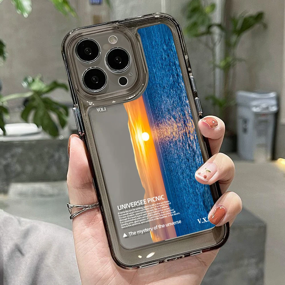 Чехлы для телефонов iPhone 16 Pro Max 15 14 13 12 11 7 8 Plus X XS XR SE Sunset Snow Mountain Soft Bumper