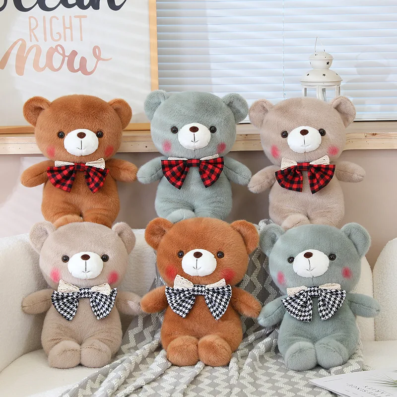 

38cm Kawaii Teddy Bear Plush Toy Stuffed Soft Fluffy Cute Bear with Bow Appease Doll Toys for Kids Girls Birthday Christmas Gift