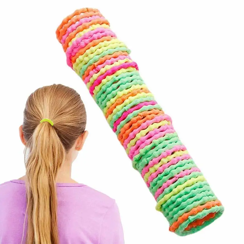 

Elastic Hair Ties Set Of 50 Soft And Stretchy All Day Hold Hair Ties Mixed Color Soft Headband Accessories For Toddlers