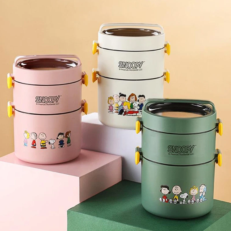 

900/1350/1800ml Snoopys Cartoon Bento Box Insulated Lunch Box Multi-Layer Three-Layer Portable Large-Capacity Microwave Heating