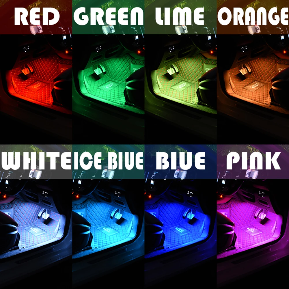 

Светодиодная лента RGB 4 шт./компл. 12 В, комплект подсветсветильник для автомобиля, приложение для управления музыкой, атмосферное освещение, ...