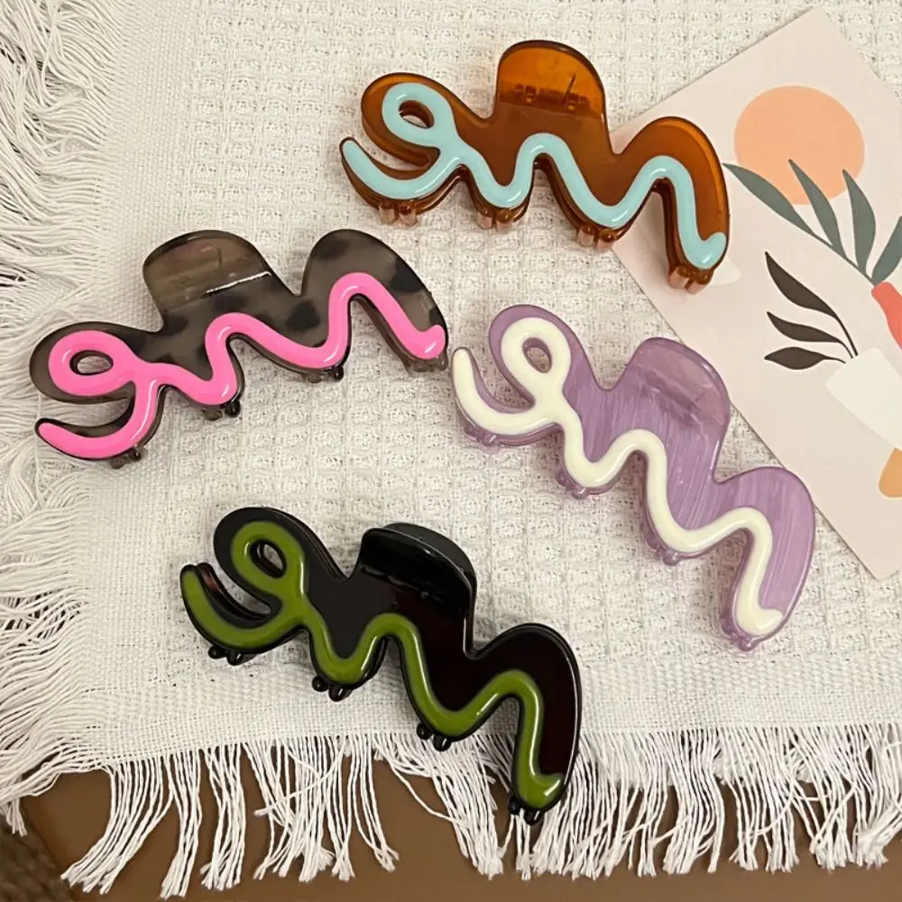 

New Fashion Geometric Hair Claws Trendy Hair Clips Colorful Wave Line Hair Clamps Y2K Hairpins Party Hair Accessories For Women