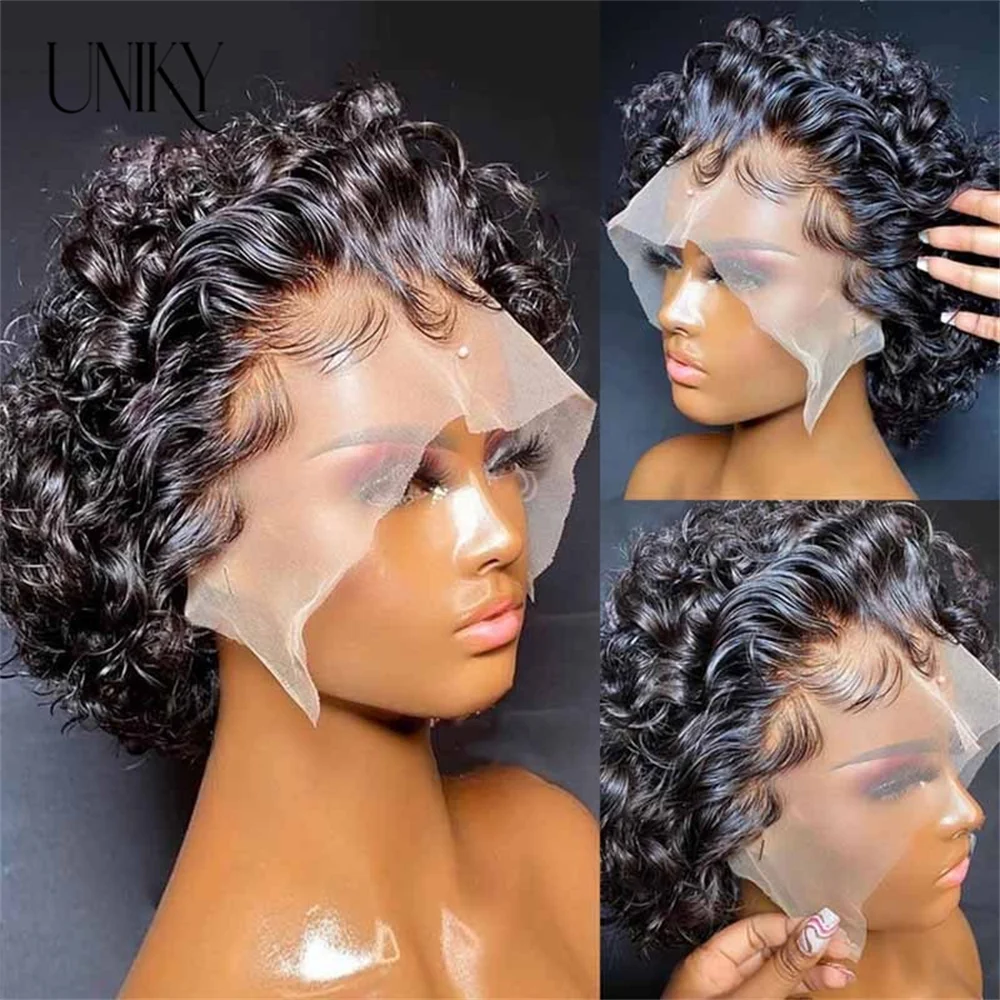 

Pixie Cut Short Curly Human Hair Wigs For Black Women Cheap Very Short Human Hair Wig 6inch Short Curly Lace Front Wigs