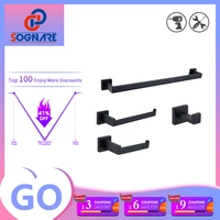 Bathroom Accessories Black Bathroom Hardware Set Robe Hook Towel Rail Bar Rack Bar Shelf Tissue Paper Holder Toothbrush Holder