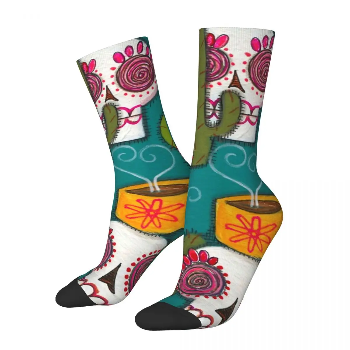 

Happy Funny Men's Compression Socks Skulls Retro Harajuku Cactus Street Style Novelty Pattern Crew Crazy Sock Gift Printed