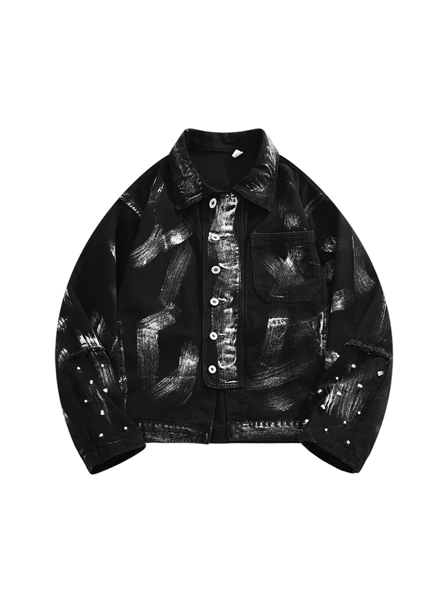 Модные уличные американские свободные джинсовые куртки с принтом граффити