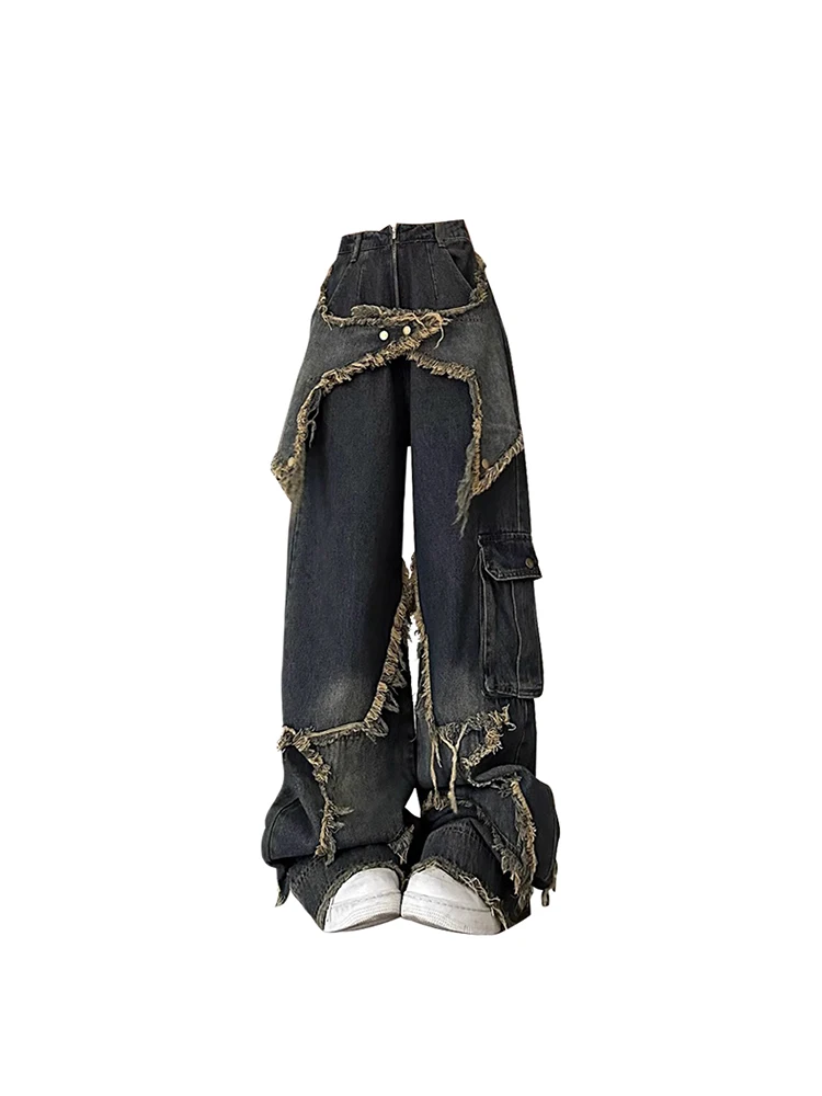 

Женские синие джинсы, мешковатые джинсовые брюки с высокой талией, уличная одежда в Корейском стиле Y2k, винтажные ковбойские брюки с широкими штанинами, летняя одежда, 2023