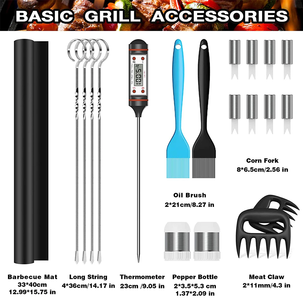

25Pcs In 1 Stainless Steel BBQ Tools Set Outdoor Camping Cooking Tools Set Barbecue Grilling Accessories With Storage Bag