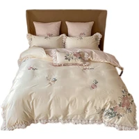 high grade 120 long staple cotton four piece set all cotton pure cotton girls heart french lace quilt cover 1 8 bedding