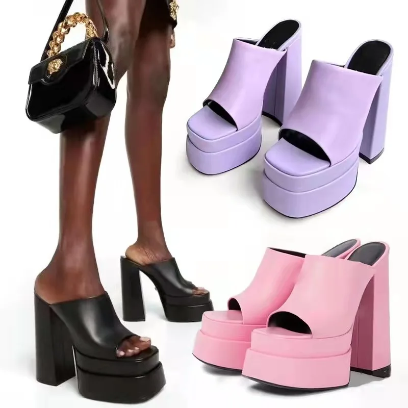 

Women's Shoes 2022 Summer New Fish Closed Toe Chunky Luxury Heels Women's Plus Size 43 Platform Heels Sandals Zapatos De Mujer