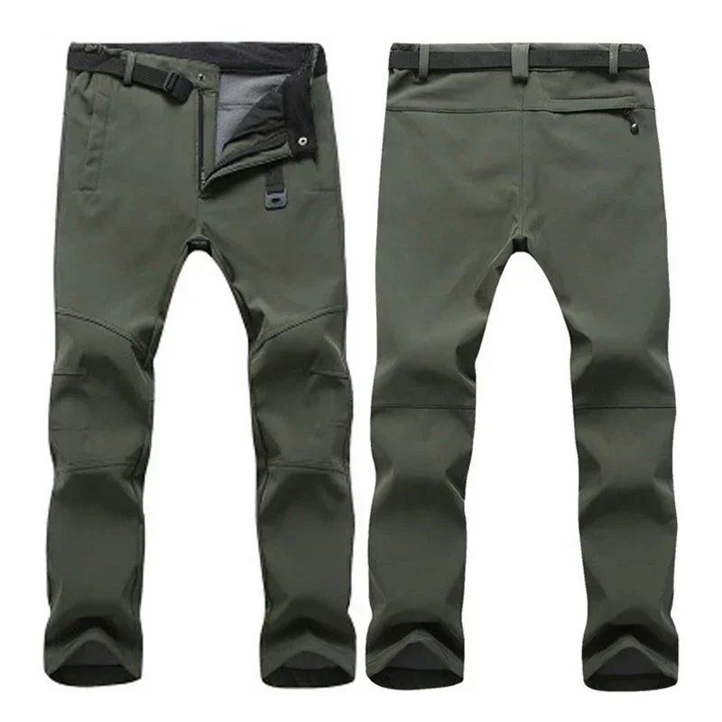 

Теплые зимние мужские брюки с мягкой оболочкой, дорожные водонепроницаемые уличные брюки для кемпинга и походов, флисовые ветрозащитные лыжные брюки