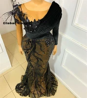 aso ebi african velvet o neck evening dress for black girls appliques birthday party dresses mermaid formal gown robe de soiree