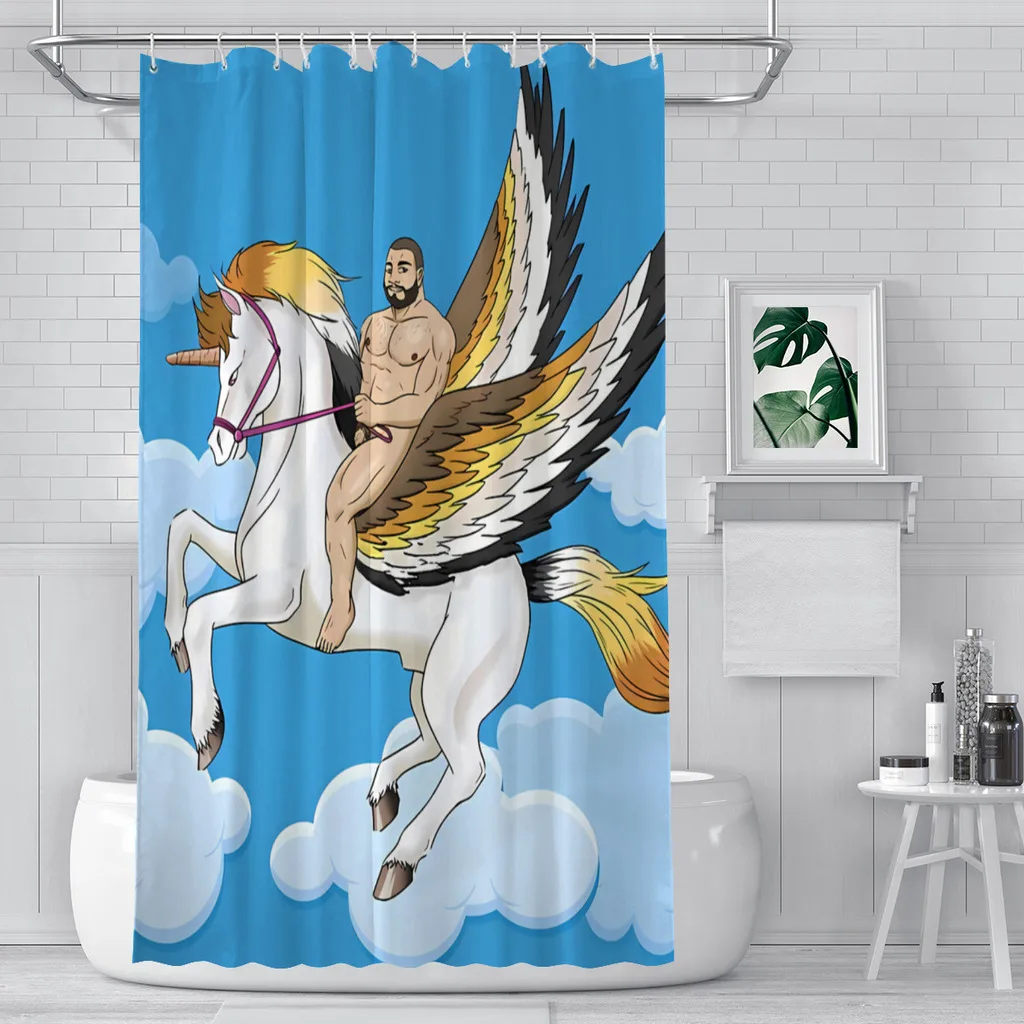 

Водонепроницаемые шторы для душа Fly My Unicorn, для геев бара, водонепроницаемые перегородки в виде единорога, креативный домашний декор, аксессуары для ванной комнаты