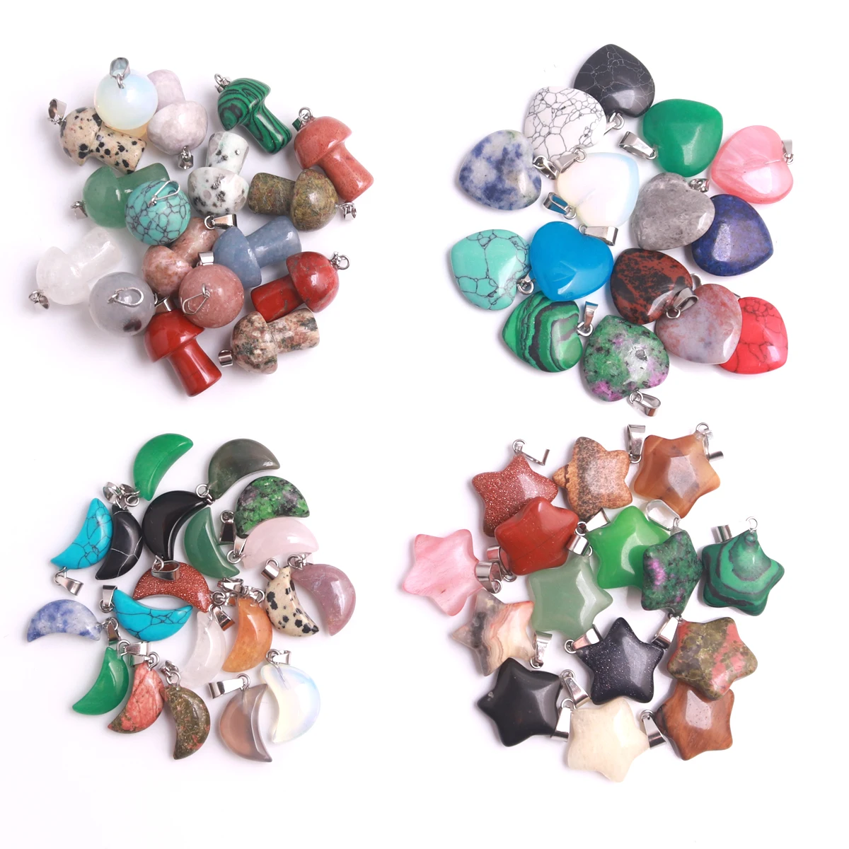 100 шт./мини-звезды гриб натуральный камень кулон чакра энергетические украшения