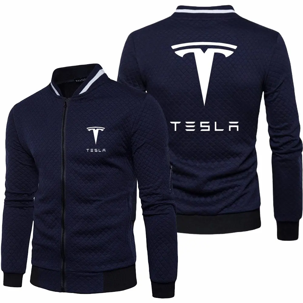 

2023New Mens Tesla Jacket Spring Autumn Long Sleeve Fashion Sportswear Casual Zipper Hoody Male Sweatshirts