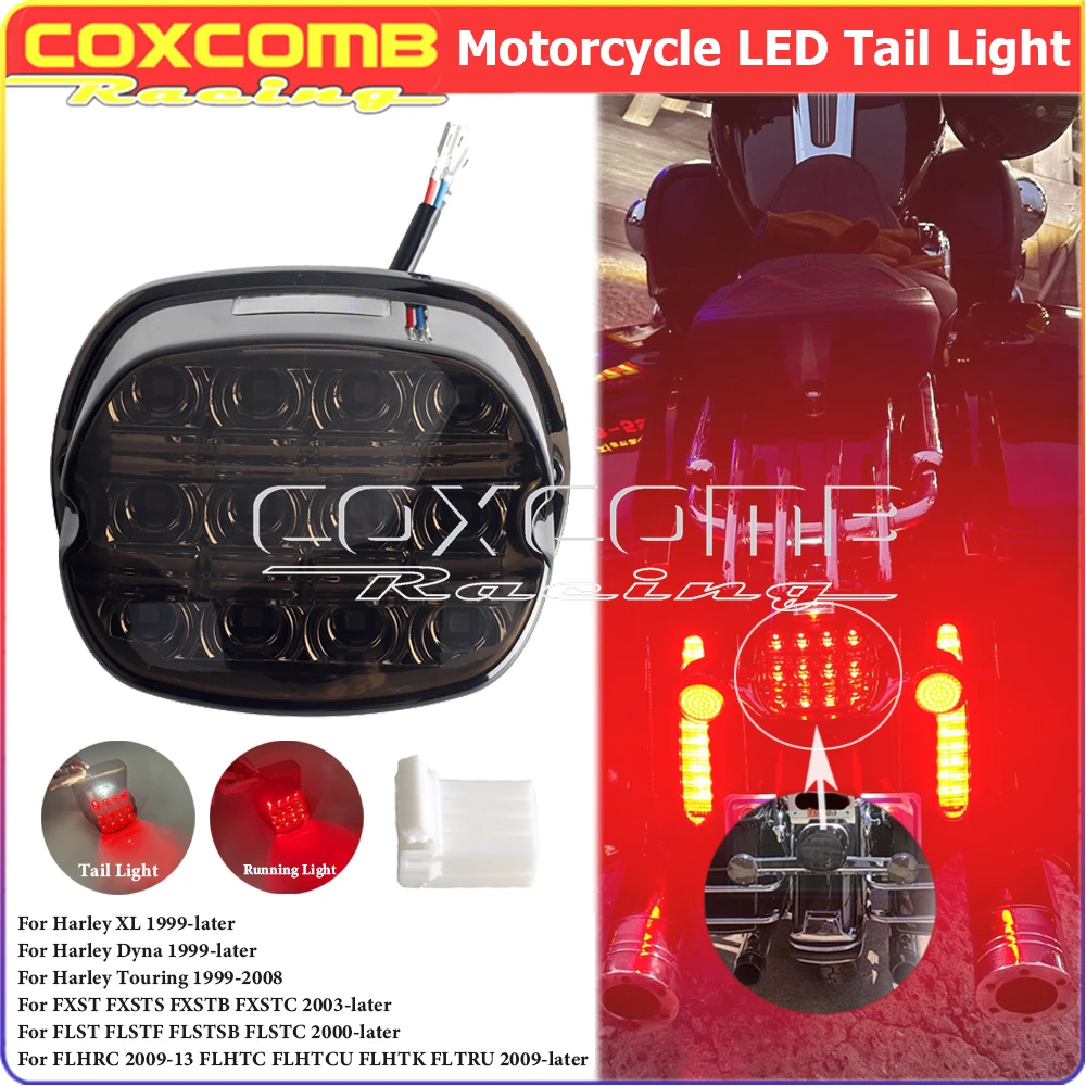 

For Harley Dyna Road King Electra Glide Street Bob Touring 99+ Motorcycle LED Running Brake Taillight White License Plate Light
