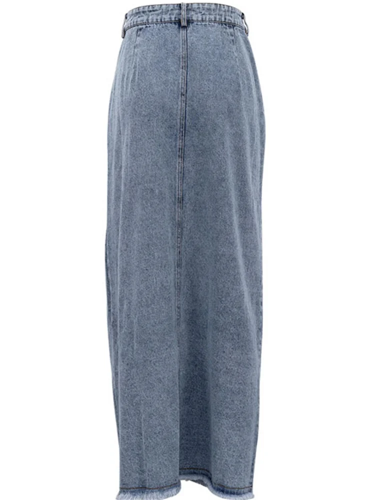 Tossy 2023 New Casual High Waist Denim Skirts Women Spilt Out Maxi Jean Skirt Summer Holiday Long Skirts images - 6