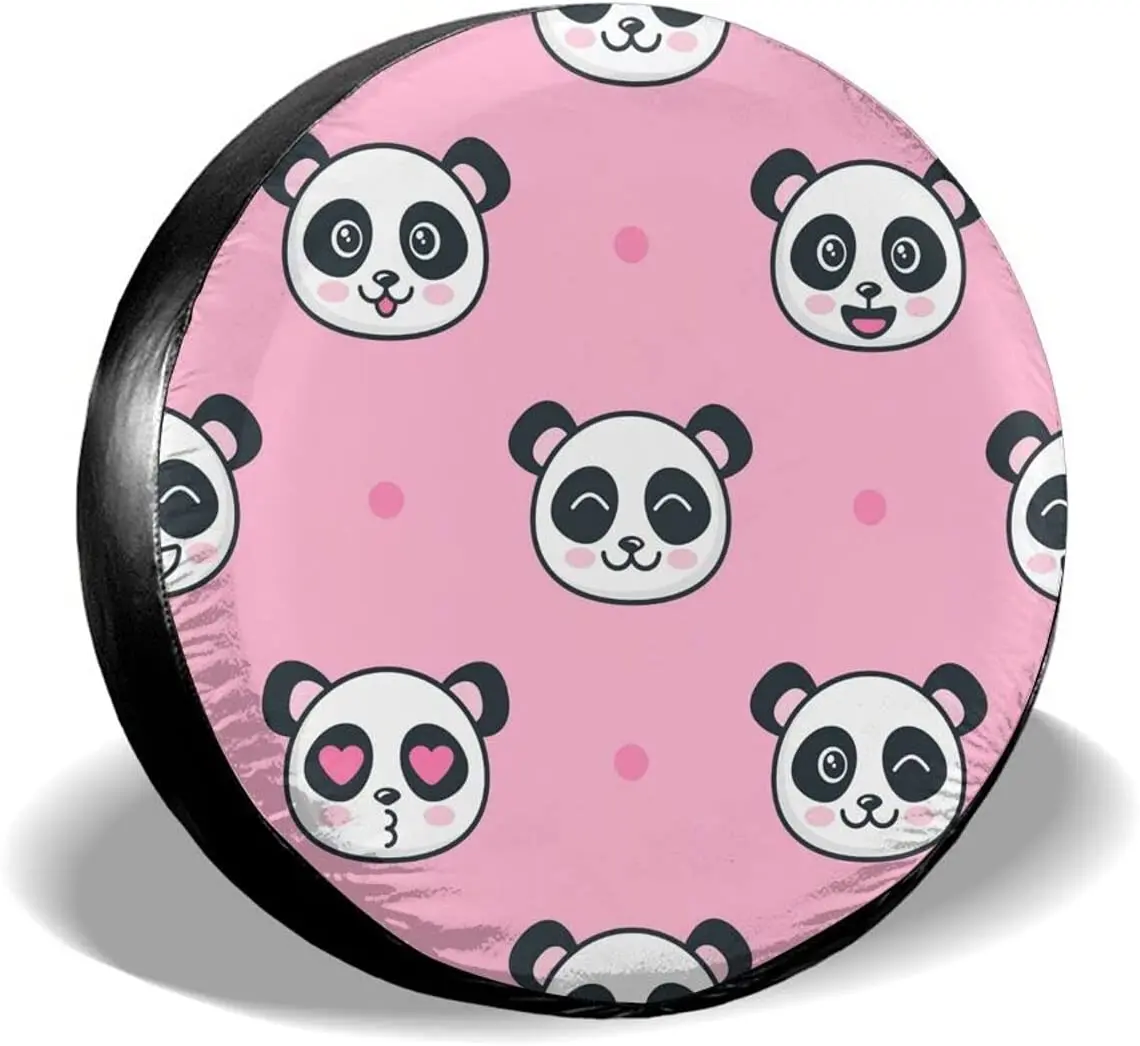 

Delumie Fall Decor Cartoon Funny Panda Faces Spare Tire Covers Cute Car Accessories for Women Rv Tire Covers for Trailers S