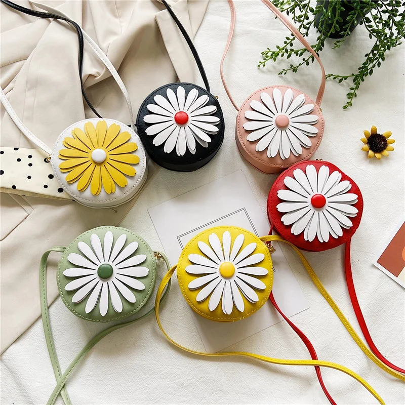

Cute Little Daisy Girl Small Children's Shoulder Bags Fashion PU Leather Princess Mini Messenger Bag Coin Purse Wallet Handbags