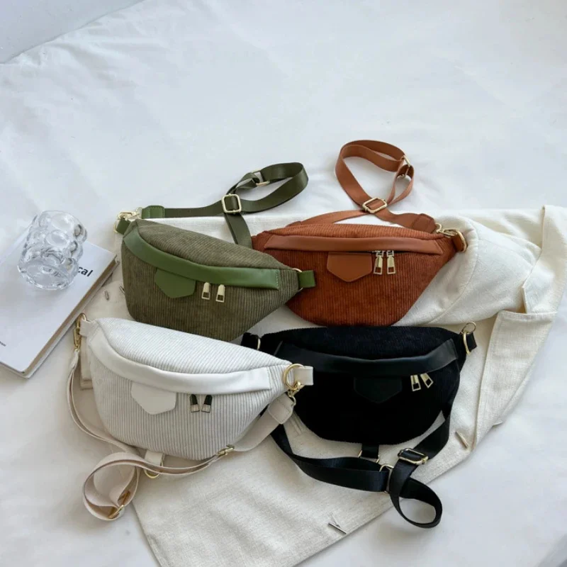 

New Winte Corduroy Fanny Pack and Phone Pack Fashion Ladies Shoulder Crossbody Ch Bags New Lady Waist Bag Clutch Fanny Pack