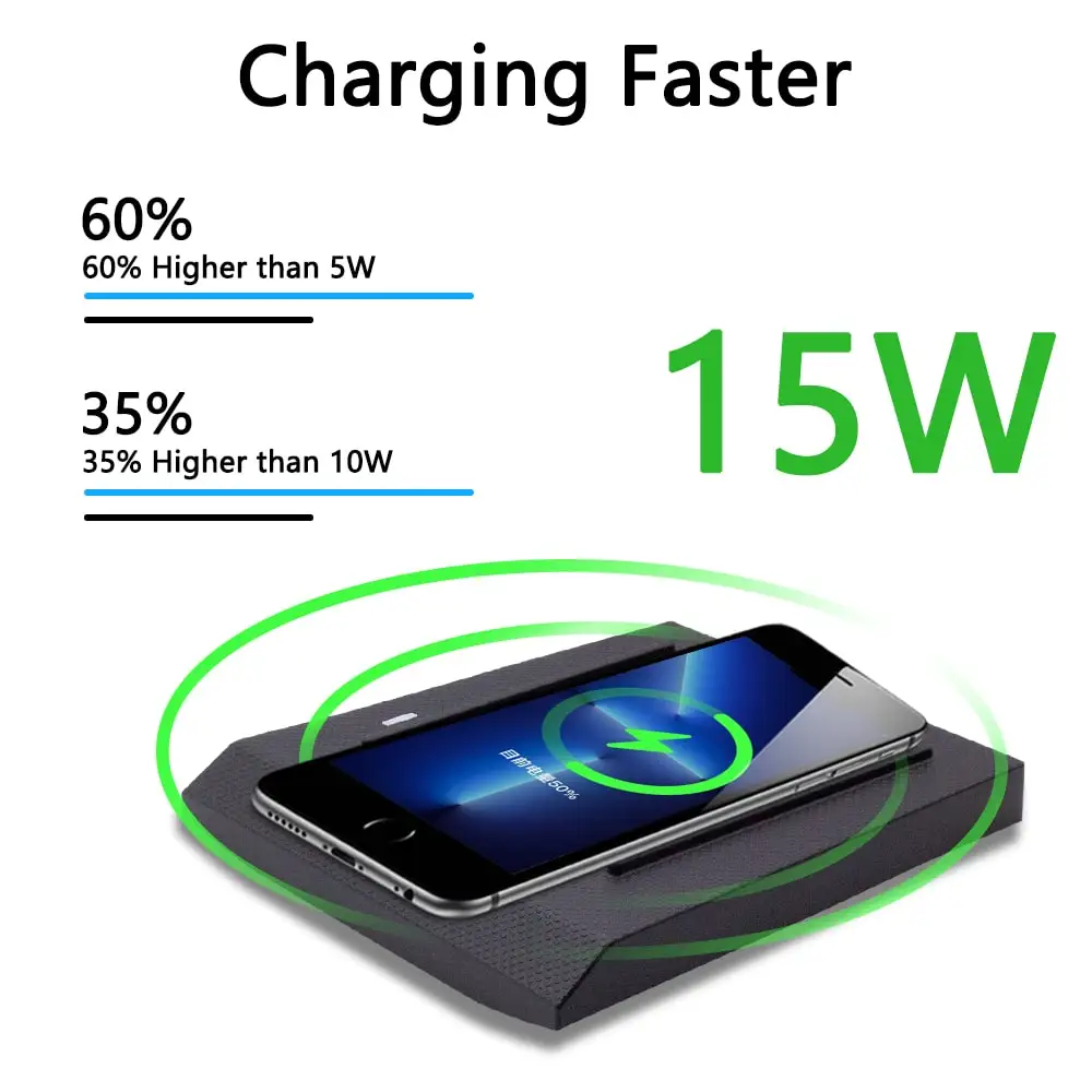 

Автомобильная центральная консоль Qi Беспроводное зарядное устройство 15 Вт Быстрое зарядное устройство для нового властителя Toyota беспрово...