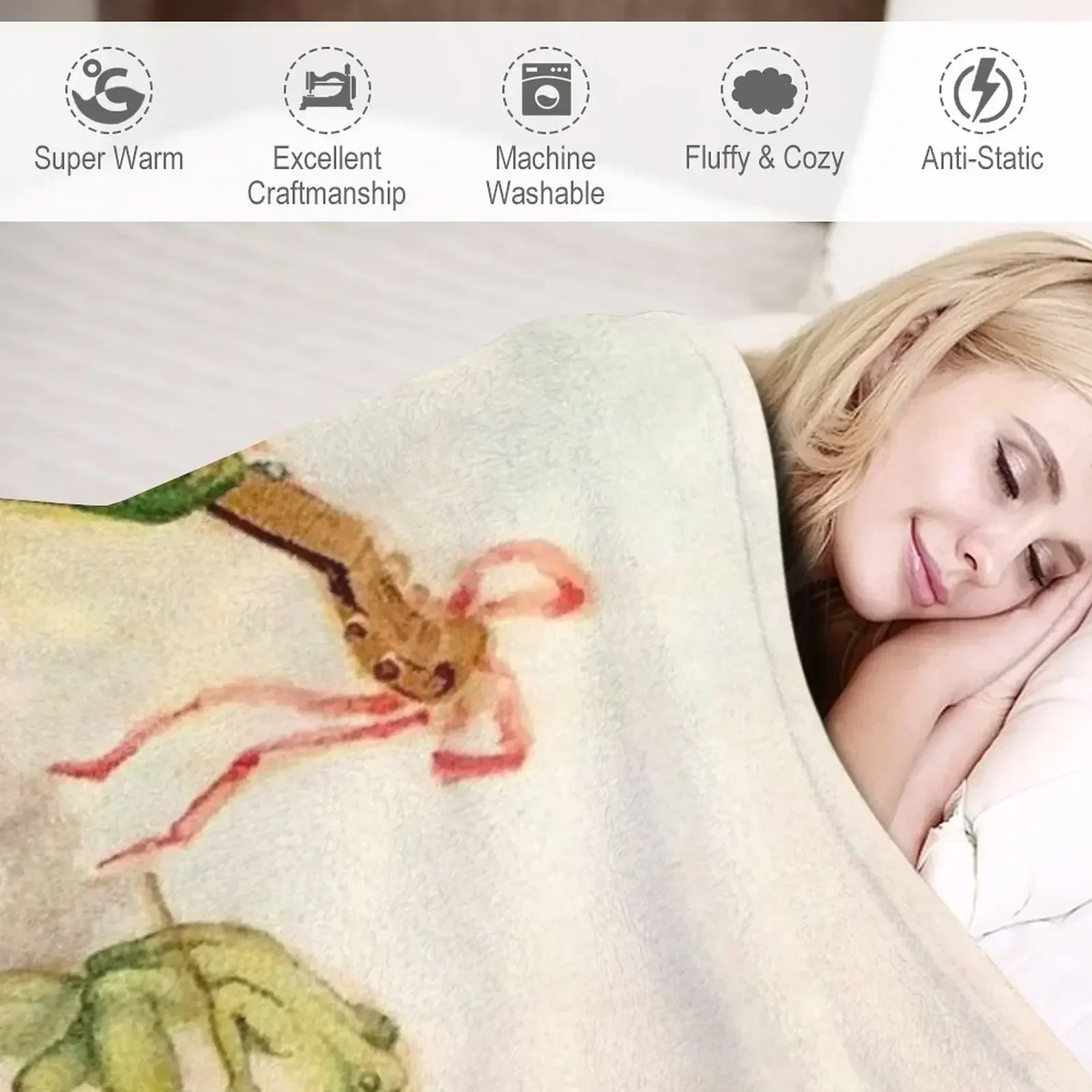 РУБАШКА: Винтажное одеяло с абстрактным развлекательным принтом пушистое