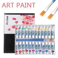 24 colors professional tube oil paints art for artists canvas pigment art supplies 5ml paint tube gouache drawing gift 2 brushes