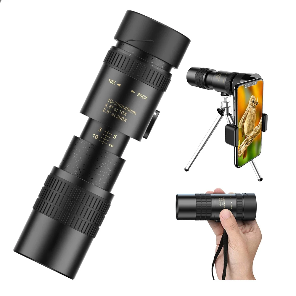 

10-300X40 Professional Monocular Telescope Powerful Binoculars HD Super Zoom Quality Eyepiece Portable for Hunting Camping