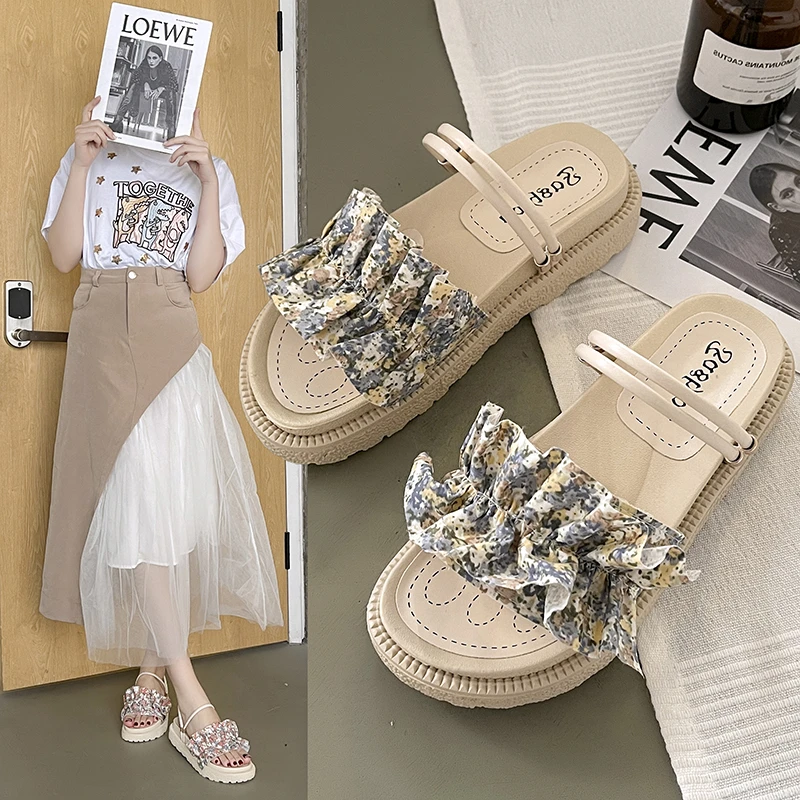 

Net Red With Skirt Sandals Female Summer Fairy Wind 2022 New Fashion Wild Student Thick Bottom Ins Tide Beach Shoes
