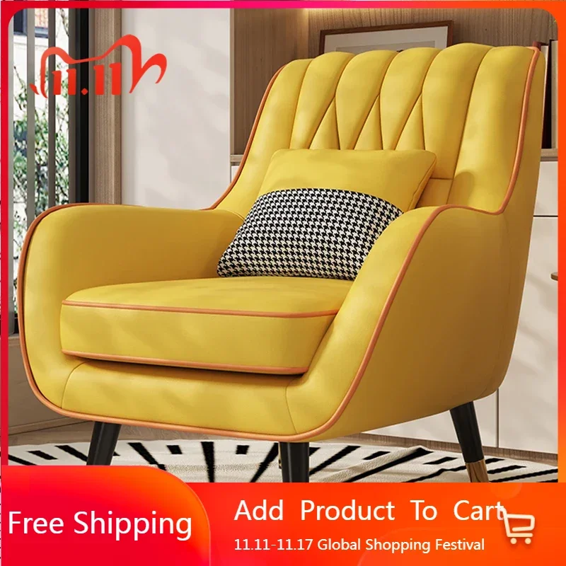 

Leather Backrest Dining Chairs Accent Nordic Throne Lounge Living Room Sofas Mid Century Modern Muebles Para El Hogar Furnitures