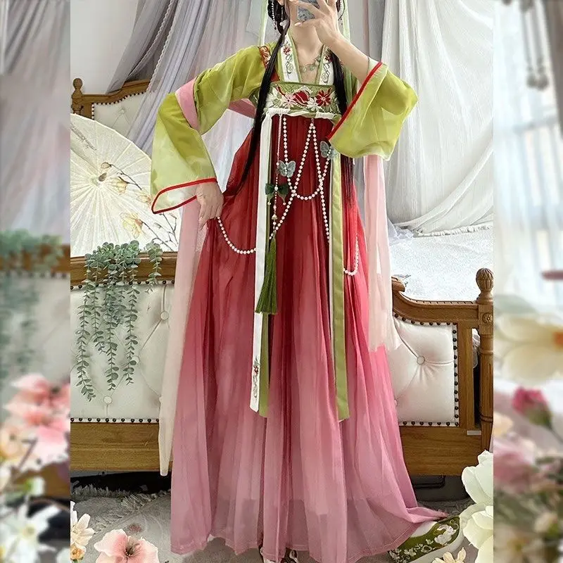 Сказочное платье в китайском стиле 2024 Летняя женская одежда платья ханьфу с