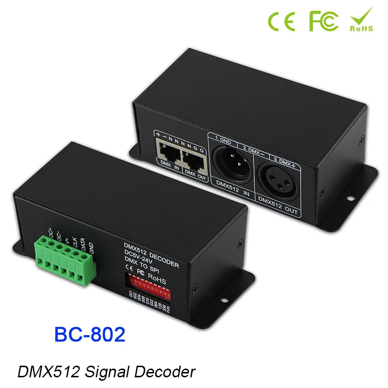 BC-802 5V 12V 24V DMX512 TTL декодер сигналов LPD6803/LPD8806/WS2801/SK6812/TM1814 IC pixel светильник контроллер