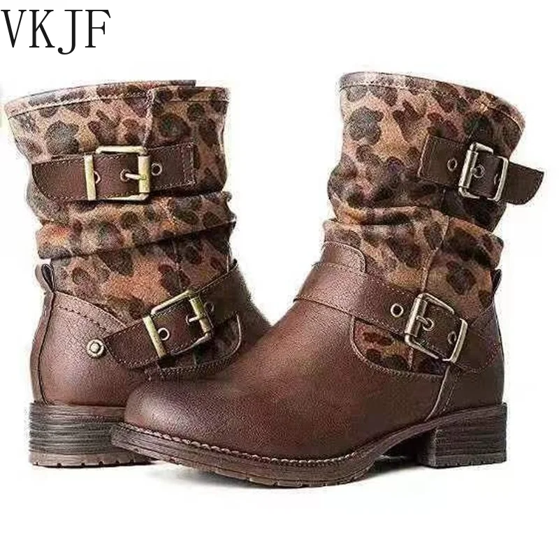 

Women boot leather mid heel women shoes boots woman booties vintage ethic shoes 2022