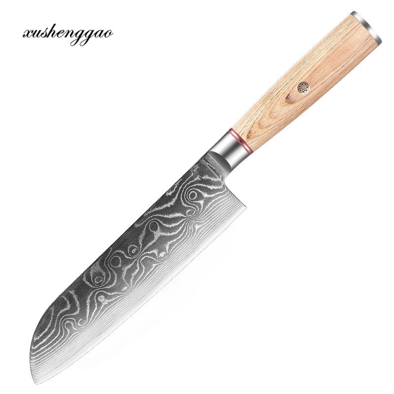 

Cleaver Damascus Knife 67 Layers Damascus Steel 7 Inch Chef Cleaver Slicing Sashimi Japanese Santoku Knife Kitchen Cooking Tools