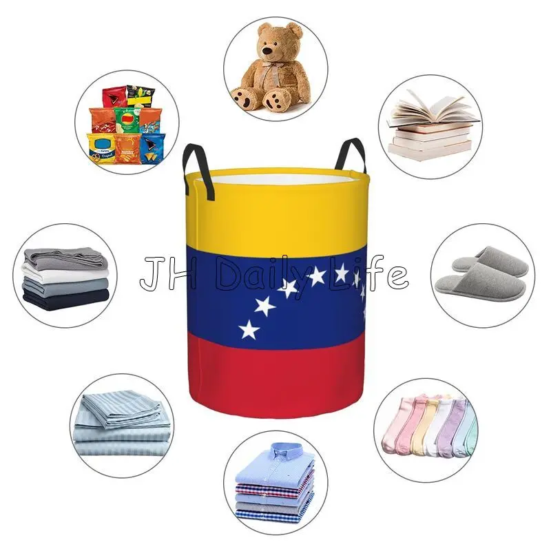 Корзина для белья с флагом Венесуэлы и ручками универсальная водонепроницаемая