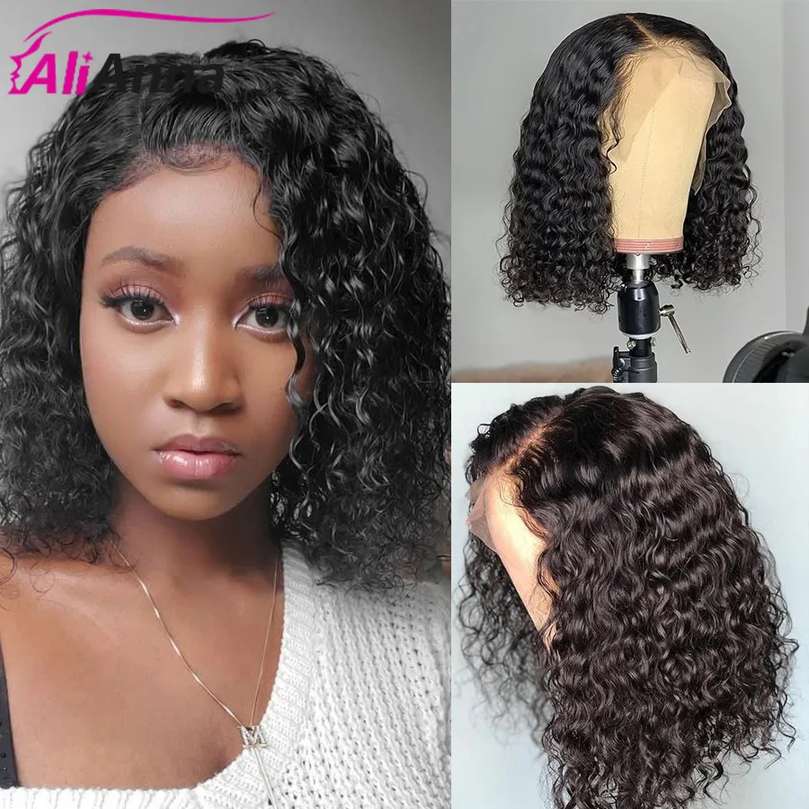 Water Wave Lace Front Wig Short Bob Wig Human Hair Wigs 13x4 Lace Front Wigs Peruvian Human Hair Wigs For Women 4X4 Closure Wig