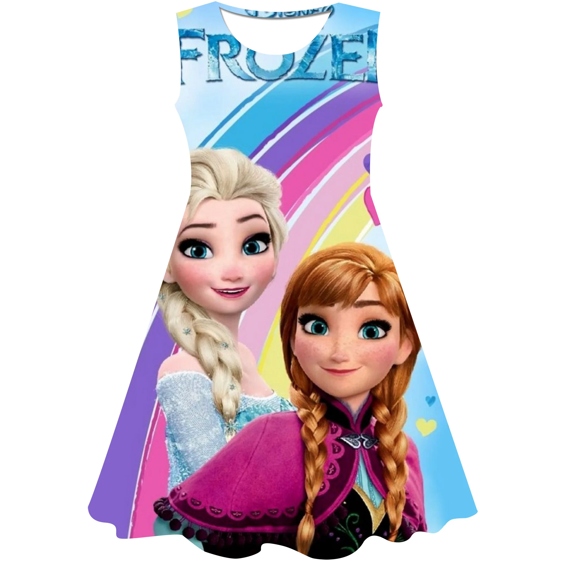 

Frozen Anna Princess Dresses Snow Queen Girls Fancy Anna Elsa 3D Costume Birthday Party Cosplay Clothing Vestido Disney Princess