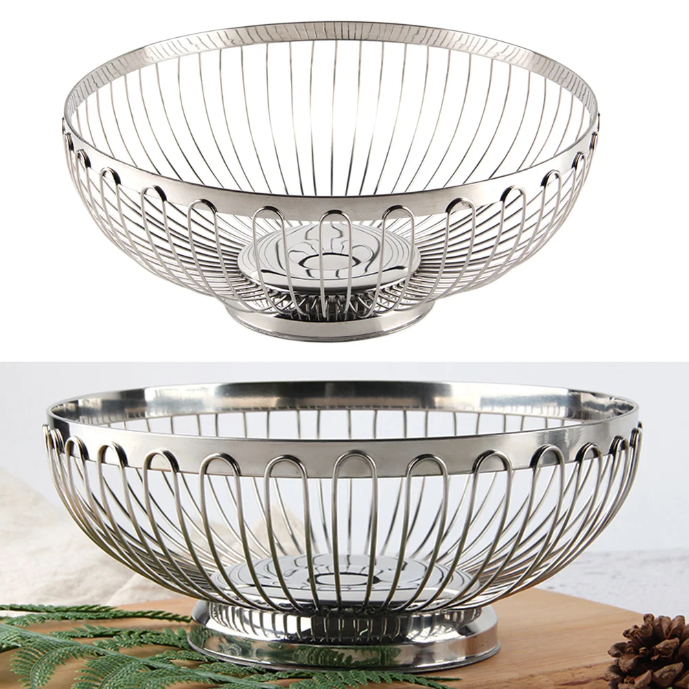 

Fruit Serving Basket Multifunctional Stainless Steel Hollow Fruit Sink Filter Strainer Snack Cookie Candy Dish Bowl for
