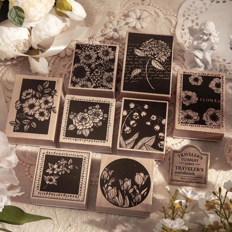 

Anti-color Plant Flowers Journal Decoration Stamp Vintage Art DIY Scrapbooking Material Wooden Rubber Stamp Stationery Supplies