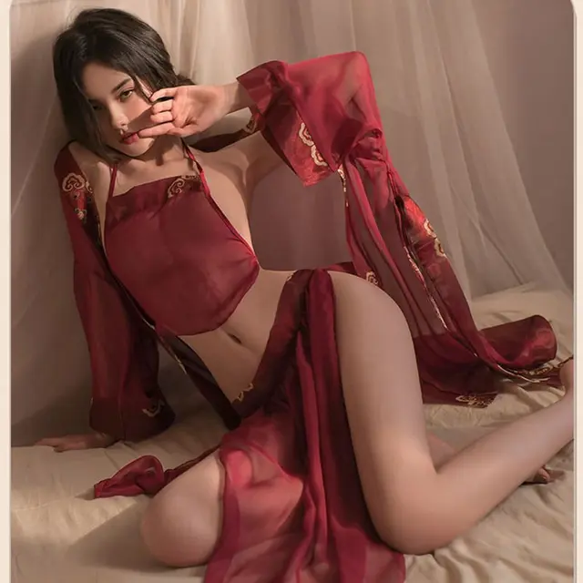 Erotic Lingerie Sexy Underwear Set Lace Undergarment Uniform Temptation Chinese Cosplay Bellyband Sleepwear Women Nightgown 4