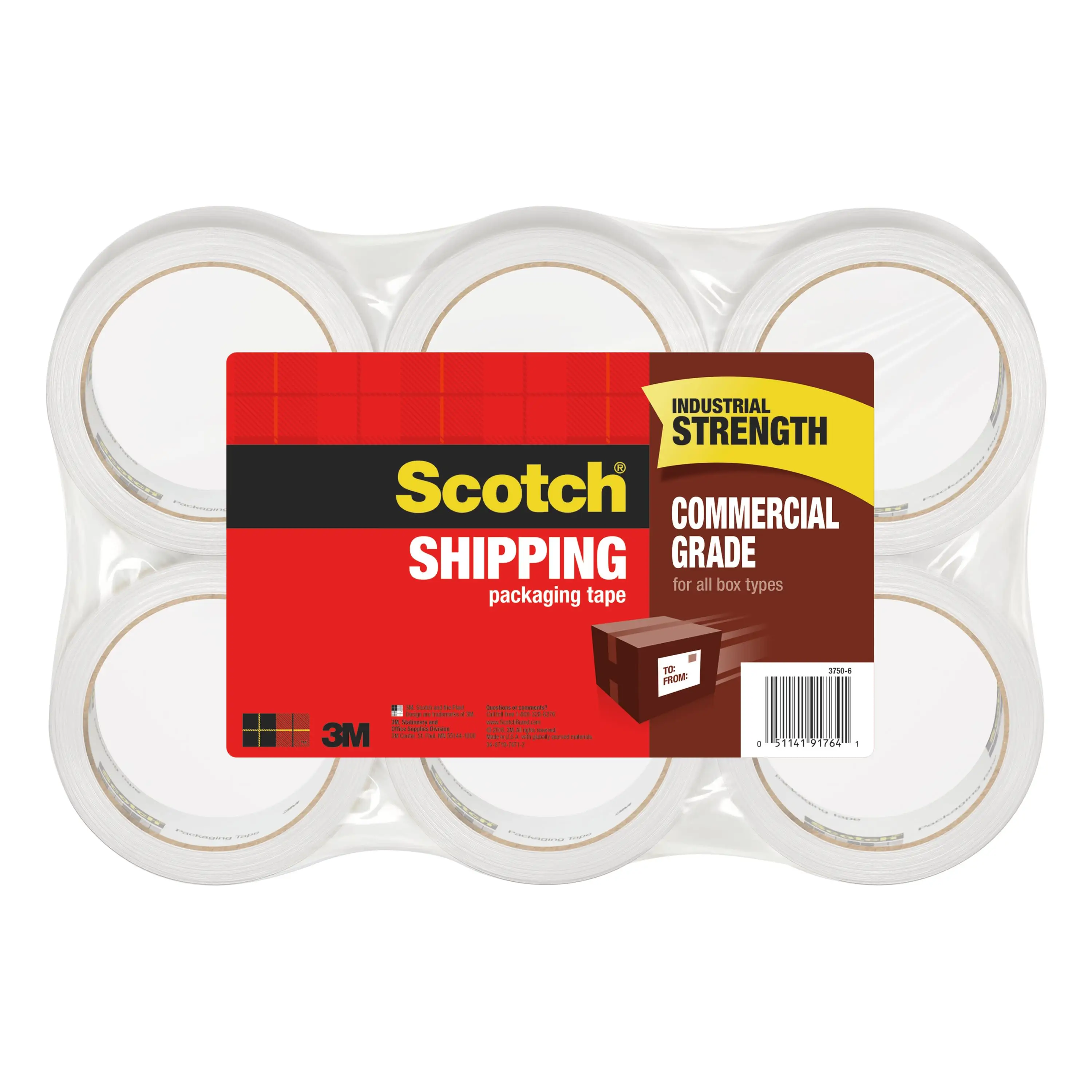 

Commercial Grade Packaging Tape, 1.88 in. x 54.6 yd., 6 Rolls