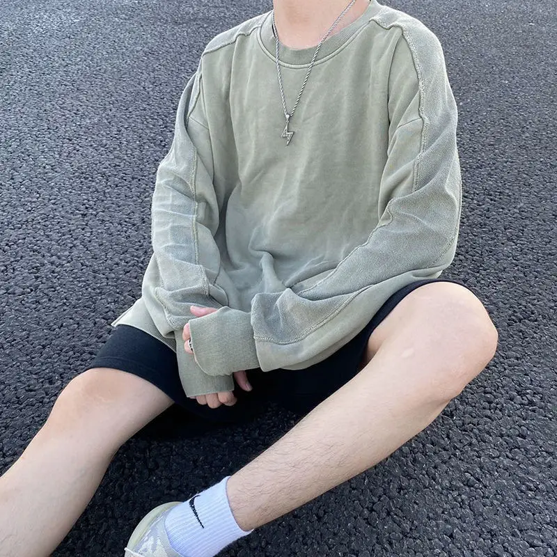 

Однотонные базовые зеленые толстовки HOUZHOU в стиле Харадзюку, женские корейские блестящие черные толстовки, Женские топы с длинным рукавом, ...