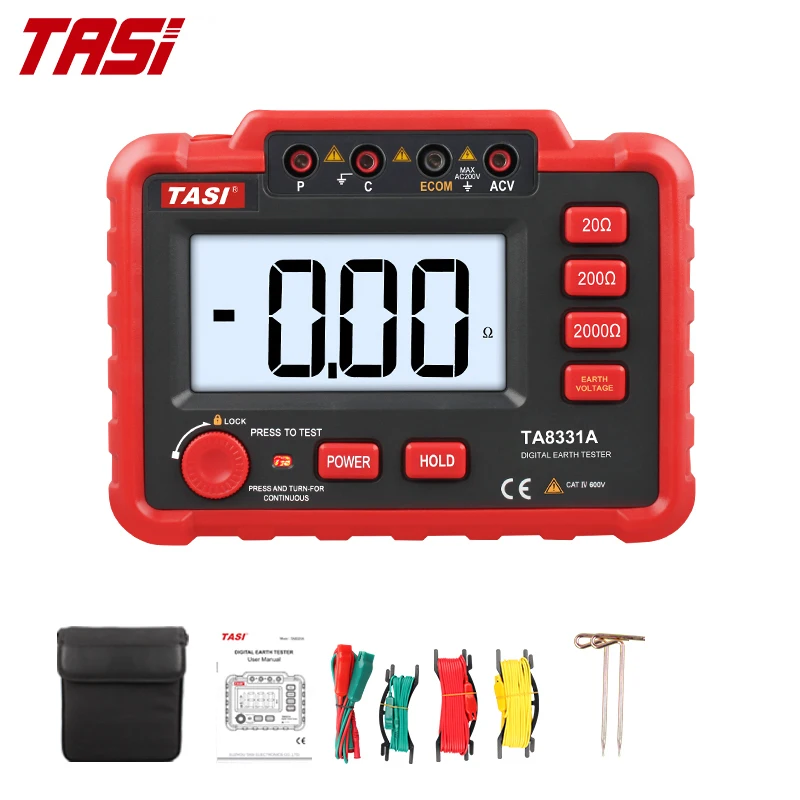 

TASI TA8331A Insulation Earth Resistance Tester Digital Ground Resistance Meter Ohm Real LCD Backligh Voltage Megohmmeter Megger