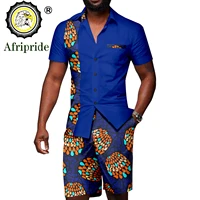 men tracksuit african clothing shorts sleeve shirts and shorts 2 piece set plus size casual outfits print attire a2216080