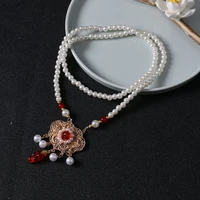 vintage hanfu necklace for women pendant beads cheongsam jewelery