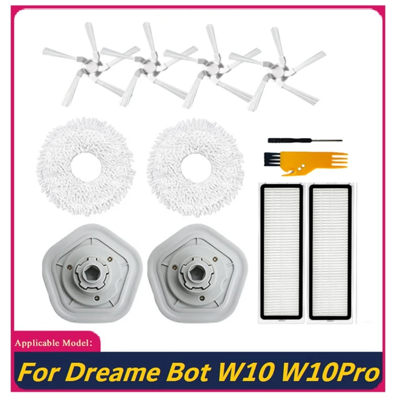 

12Pcs For Dreame W10/W10 Pro Vacuum Cleaner Replacement Spare Parts HEPA Filter Mop Cloth Side Brush Household Cleaning