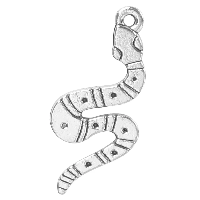 

New 25*12mm Personality Snake Zinc Alloy Silver Color Pendants Jewelry DIY Charms Pendant Necklace, Earring Bracelet 25pcs/Lot